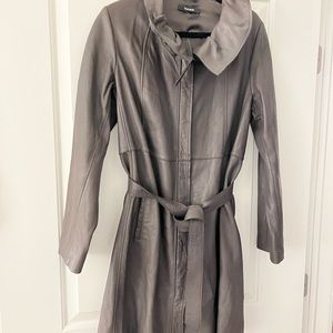 NWOT Timeless Vintage Bethany Tahri Gray Lamb Soft Leather Trench. Gorgeous Rare